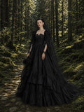 Load image into Gallery viewer, Black Elegant Bridal Gown with Statement Skirt, Wedding Dress for Wedding Reception