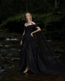 Load image into Gallery viewer, Black Statement Bridal Gown with Statement Skirt, Wedding Dress for Wedding Reception