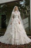Load image into Gallery viewer, Ivory Graceful Bridal Gown with Flowing Train, Wedding Dress for Garden Wedding
