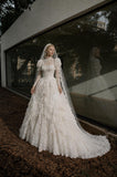 Load image into Gallery viewer, Ivory Graceful Bridal Gown with Flowing Train, Wedding Dress for Garden Wedding