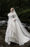 Load image into Gallery viewer, Ivory Statement Bridal Gown with Flowing Train, Wedding Dress for Garden Wedding