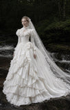Load image into Gallery viewer, Ivory Statement Bridal Gown with Flowing Train, Wedding Dress for Garden Wedding