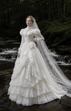 Load image into Gallery viewer, Ivory Statement Bridal Gown with Flowing Train, Wedding Dress for Garden Wedding