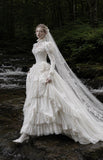 Load image into Gallery viewer, Ivory Statement Bridal Gown with Flowing Train, Wedding Dress for Garden Wedding