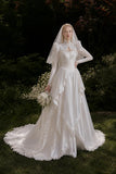 Load image into Gallery viewer, Ivory Romantic Bridal Gown with Formal Bridal Look, Wedding Dress for Garden Wedding