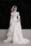 Load image into Gallery viewer, Ivory Romantic Bridal Gown with Statement Skirt, Wedding Dress for Garden Wedding