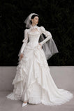 Load image into Gallery viewer, Ivory Romantic Bridal Gown with Statement Skirt, Wedding Dress for Garden Wedding