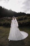 Load image into Gallery viewer, Ivory Elegant Bridal Gown with Statement Skirt, Wedding Dress for Garden Wedding