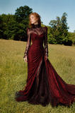 Load image into Gallery viewer, Jessamine Cape Wedding Dress, Statement Bridal Gown with Dramatic Draped Detail image 1