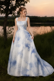 Load image into Gallery viewer, Kira Minimalist Satin Wedding Dress, Sleek Sheath Bridal Gown with Train image 1