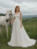 Load image into Gallery viewer, Lisette Romantic Lace Wedding Dress, Elegant A-Line Bridal Gown with Soft Train image 3