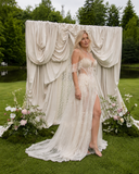 Load image into Gallery viewer, Madeleine Minimalist Satin Wedding Dress, Sleek Sheath Bridal Gown with Train image 1