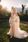 Load image into Gallery viewer, Nadia Romantic Lace Wedding Dress, Elegant A-Line Bridal Gown with Soft Train image 3
