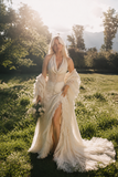 Load image into Gallery viewer, Nadia Romantic Lace Wedding Dress, Elegant A-Line Bridal Gown with Soft Train image 5