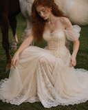 Load image into Gallery viewer, Noelle Boho Wedding Dress, Ethereal Bridal Gown for Outdoor Ceremony image 4