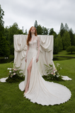 Load image into Gallery viewer, Penelope Cape Wedding Dress, Statement Bridal Gown with Dramatic Draped Detail image 2