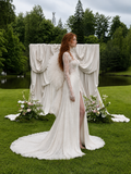 Load image into Gallery viewer, Penelope Cape Wedding Dress, Statement Bridal Gown with Dramatic Draped Detail image 4