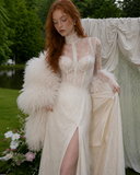 Load image into Gallery viewer, Penelope Cape Wedding Dress, Statement Bridal Gown with Dramatic Draped Detail image 5