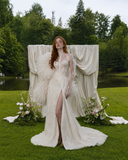 Load image into Gallery viewer, Penelope Cape Wedding Dress, Statement Bridal Gown with Dramatic Draped Detail image 6