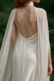 Load image into Gallery viewer, Renata Minimalist Satin Wedding Dress, Sleek Sheath Bridal Gown with Train image 5