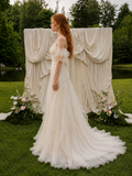 Load image into Gallery viewer, Rosalie Cape Wedding Dress, Statement Bridal Gown with Dramatic Draped Detail image 1