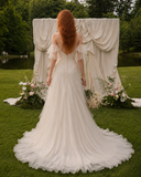 Load image into Gallery viewer, Rosalie Cape Wedding Dress, Statement Bridal Gown with Dramatic Draped Detail image 2