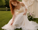Load image into Gallery viewer, Rosalie Cape Wedding Dress, Statement Bridal Gown with Dramatic Draped Detail image 4