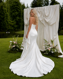 Load image into Gallery viewer, Selene Minimalist Satin Wedding Dress, Sleek Sheath Bridal Gown with Train image 2