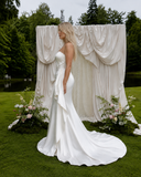 Load image into Gallery viewer, Selene Minimalist Satin Wedding Dress, Sleek Sheath Bridal Gown with Train image 3