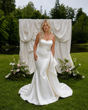 Load image into Gallery viewer, Selene Minimalist Satin Wedding Dress, Sleek Sheath Bridal Gown with Train image 5