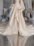 Load image into Gallery viewer, Tatiana Minimalist Satin Wedding Dress, Sleek Sheath Bridal Gown with Train image 2