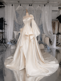 Load image into Gallery viewer, Tatiana Minimalist Satin Wedding Dress, Sleek Sheath Bridal Gown with Train image 4