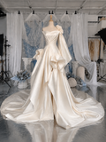 Load image into Gallery viewer, Tatiana Minimalist Satin Wedding Dress, Sleek Sheath Bridal Gown with Train image 6
