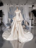 Load image into Gallery viewer, Tatiana Minimalist Satin Wedding Dress, Sleek Sheath Bridal Gown with Train image 7