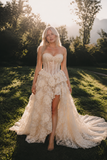 Load image into Gallery viewer, Thea Romantic Lace Wedding Dress, Elegant A-Line Bridal Gown with Soft Train image 1