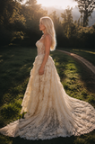 Load image into Gallery viewer, Thea Romantic Lace Wedding Dress, Elegant A-Line Bridal Gown with Soft Train image 3