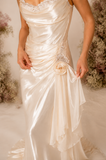 Load image into Gallery viewer, Minimalist Satin Wedding Dress, Sleek Sheath Bridal Gown with Train - HS01 image 4