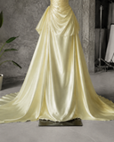 Load image into Gallery viewer, Zinnia Cape Wedding Dress, Statement Bridal Gown with Dramatic Draped Detail image 2